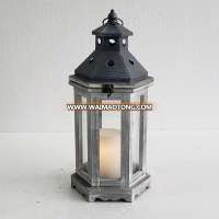 Home and gardenwhite wood Chinese glass lantern candle holder for candle with metal top