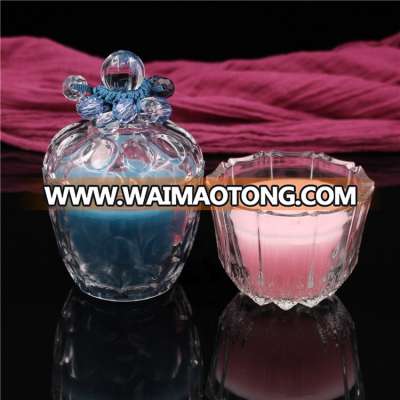 clear glass home decorative customized christmas scented soy candle jar with lid