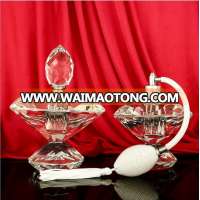 clear/blue diamond shape  perfume empty glass crystal perfume bottle with Airbag spray tassel on sale for souvenir gift