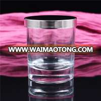 luxury thick bottom clear glass scented candle jars with metal lid