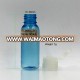 PET material mini cylinder blue 30ml plastic perfume bottle with spray pump